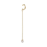 Stylish 18K gold-plated clip-on earring adorned with a pearl and shimmering cubic zirconia details.